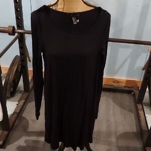 Forever 21 Black Long Sleeve Swing Dress